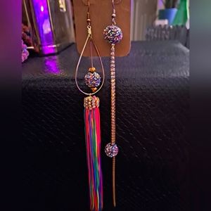 Handmade fringe and chain earrings